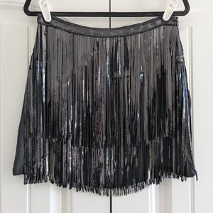 Vine & Love Metallic Fringe Mini Skirt